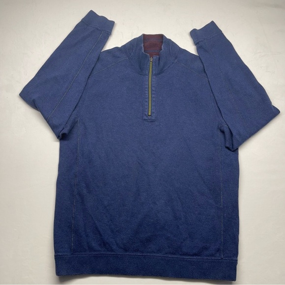 Tommy Bahama Men’s Reversible Pullover 1/4 ZipUp Sweater Blue/Maroon Size Medium - Picture 1 of 11